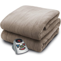 Biddeford Blankets Micro Plush Electric Heated Blanket With Digital Controller, Twin, Taupe