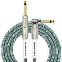 Kirlin Cable Iwb-202Pfgl-10/Ol -10 Feet- Straight To Right Angle 1/4-Inch Plug Premium Plus Instrument Cable, Olive Green Tweed Woven Jacket