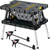 Keter Folding Work Table, Portable Workbench W/ 12"" Clamps For Garage/Wood Shop