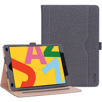 Procase For Ipad 10.2 Inch Case 2021 9Th Generation/2020 8Th Generation/2019 7Th Generation Ipad Case, Leather Vintage Stand Folio Cover Protective Case For 10.2"" Ipad 9Th Gen/8Th Gen/7Th Gen -Grey