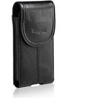 Hengwin Genuine Leather Cell Phone Holster For Belt Men, Vertical Phone Holder Belt Pouch Fits For Iphone 15 Pro Max 14 Pro Max 13 Pro Max Samsung Galaxy S24 Ultra Note9 Case With Belt Clip (Black)