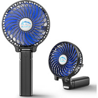 Handfan Portable Handheld Fan, Mini Personal Fan, Battery Operated Cooling Rechargeable Fan, 180 Foldable Small Hand Fan, Usb Powered, For Home, Office, Outdoor, Hiking, Travel, Stroller(Black&Blue)