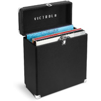 Victrola Vintage Vinyl Record Storage And Carrying Case, Fits All Standard Records - 33 1/3, 45 And 78 Rpm, Holds 30 Albums, Perfect For Your Treasured Record Collection, Black