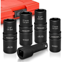 Neiko 02282B 1/2-Inch-Drive Impact Socket Set, Flip Socket Set, Chrome Moly Steel, Includes 3-Inch Bar Extension, 8 Deep Sae And Metric Sizes, 5 Pieces