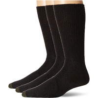Goldtoe Men's Fluffies Casual Crew Socks, Black (3-Pairs), X-Large