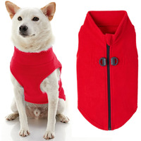 Gooby Zip Up Fleece Dog Sweater - Red, Medium - Warm Pullover Fleece Step-In Dog Jacket With Dual D Ring Leash - Winter Small Dog Sweater - Dog Clothes For Small Dogs Boy And Medium Dogs