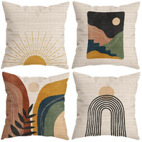 Huyaw Boho Throw Pillow Covers,Boho Pillow Cover,Boho Pillow Covers 18X18,Boho Sun Sunset Sunrise Rainbow Mountain Throw Pillows Covers, Boho Throw Pillow Cover For Bed Couch Room Sofa Decor Set Of 4