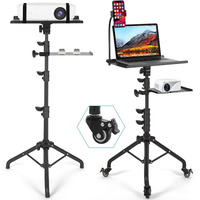 Tossbiss Projector Stand With Wheels, Laptop Tripod Stand With Phone Holder, Rolling Laptop Tripod With Mouse Tray, Adjustable & Portable Tripod For Sheet Music, Dj