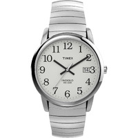 Timex Men's Easy Reader 35Mm Watch - Silver-Tone Case White Dial With Silver-Tone Tapered Expansion Band
