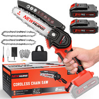 Mini Cordless Chainsaw Kit, Upgraded 6"" One-Hand Handheld Electric Portable Chainsaw, 21V Rechargeable Battery Operated, For Tree Trimming And Branch Wood Cutting By New Huing