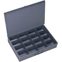 Durham 209-95 Gray Cold Rolled Steel Small Scoop Box, 13-3/8"" Width X 2"" Height X 9-1/4"" Depth, 16 Compartment