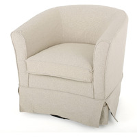 Christopher Knight Home Cecilia Swivel Chair With Loose Cover, Natural Fabric, Dimensions: 28.74   D X 27.50   W X 27.17   H