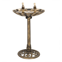Alpine Corporation 31"" Tall Outdoor Vintage Birdbath With Bird Figurines Yard Statue