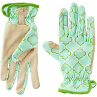 Digz Planter Pro Women's Gardening Gloves And Work Gloves With Touch Screen Compatible Fingertips, Geometric Pattern, Medium,Beige