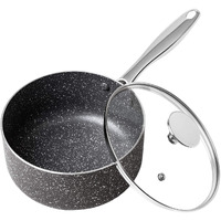 Michelangelo Sauce Pan With Lid, 2 Quart Saucepan With Lid Nonstick Small Pot, Granite Sauce Pan With Stainless Steel Handle, 2 Qt Saucepan With Lid Induction Compatible, Gray