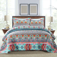 Newlake Cotton Bedspread Quilt Sets-Reversible Patchwork Coverlet Set,Boundless Universe Pattern,King Size