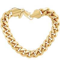 Lifetime Jewelry 11Mm Miami Curb Cuban Link Chain Bracelet 24K Real Gold Plated (Gold, 9 Inches)