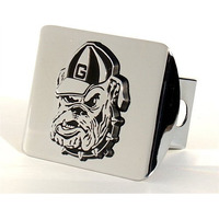 University Of Georgia Bulldogs""Bright Polished Chrome With""Bulldog"" Emblem"" Metal Trailer Hitch Cover Fits 2 Inch Auto Car Truck Receiver With Ncaa College Sports Logo
