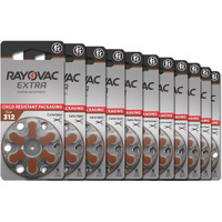 60 X Size 312 Rayovac Extra Advanced Hearing Aid Batteries