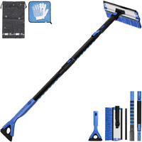 Joytutus 47    Car Snow Brush, 4 In 1 Extendable Auto Car Snow Removal Broom Brush With Squeegee, 270 Foam Grip Car Retractable Snow Shovel With Durable Ice Scraper And Gift Gloves For Car Suv, Blue.