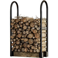 Fire Beauty Firewood Log Rack Adjustable Bracket Kit, Fireplace Wood Storage Holder,Black Powder,Coated Steel, Outdoor And Indoor