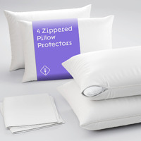Niagara 4 Pack Of Pillow Protectors With Zipper King Size, Effective Dust Protection, Quiet, Stay In Place Pillow Covers, Breathable Case For Pillow Lifespan Extension 20X36, White