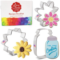 Summer Flowers Cookie Cutters 3-Pc. Set Made In The Usa By Ann Clark, Sunflower, Daisy And Mason Jar