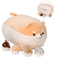 Pixiecrush Stuffy Little Toys For Ages 3-8 - Cute Mommy Shiba Inu With 4 Puppies - Magical Pillow Plushie - Enchanting Stuffed Cuddly Companions For Imaginative Play - Dog Plushies With Babies Inside
