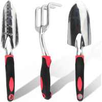 Garden Tool Set, 3Pcs Heavy Duty Aluminum Gardening Tools With Soft Non-Slip Ergonomic Handle, Including Hand Trowel, Transplant Trowel And Cultivator Hand Rake For Planting, Digging, Weeding