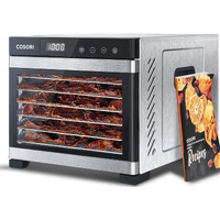 Cosori Food Dehydrator, Bigger Than 7 Trays With Large 6.5"" Drying Space, 600W Power Saves More Time Than 480W, 165F Dehydrated Dryer For Jerky, Dog Treats, Herbs, Meat, Fruit, And Yogurt, Silver