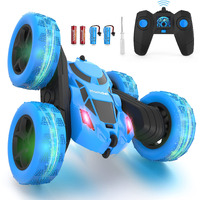 Hamdol Remote Control Car Double Sided 360Rotating 4Wd Rc Cars With Headlights 2.4Ghz Electric Race Stunt Toy Car Rechargeable Toy Cars For Boys Girls Birthday (Blue)