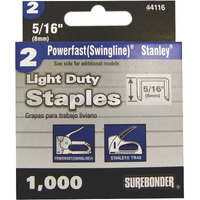 44116 #2 Light Duty Wide Crown Staples - 5/16"" Length - 1000/Box, 5 Pack