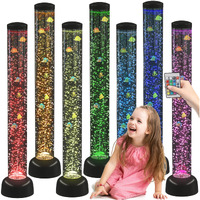 Playlearn 3.3Ft Bubble Tube With Remote Control - 8 Fake Fish - Color Changing Led Lights - Sensory Bubble Lamp - Fake Fish Tank Floor Lamp