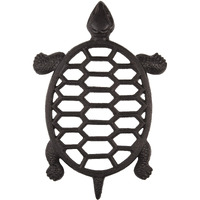 Gasar  , Cast Iron Trivet For Hot Dishes, Pots, And Pans, Metal Trivet, Sea Turtle Design, Rubber Feet Caps, Ring Hanger, 11.5 X 8 Inches, Brown