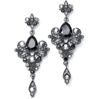 Mariell Vintage Black And Grey Crystal & Cz Chandelier Dangle Earrings For Fashion, Prom, Bridesmaids