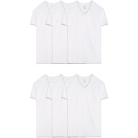 Fruit Of The Loom Mens Eversoft Cotton Stay Tucked V-Neck T-Shirt, Regular - White 6 Pack, Medium Us
