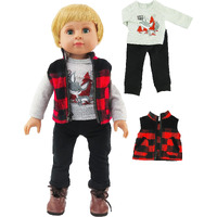 American Fashion World Boys Outdoorsy 3 Piece Vest And Pants Set For 18-Inch Dolls | Premium Quality & Trendy Design | Dolls Clothes | Outfit Fashions For Dolls For Popular Brands