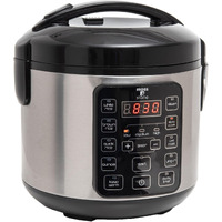 Moss & Stone - Small Digital Electric Rice Cooker, 4-8 Cups, 10 Preset Settings, Brown And White Rice Steamer, Slow Cooker With Steamer For Vegetables, Pot