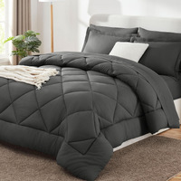 Cozylux Twin Bed In A Bag Comforter Set With Sheets 5-Pieces For Girls And Boys Dark Grey All Season Bedding Sets With Comforter, Pillow Sham, Flat Sheet, Fitted Sheet And Pillowcase