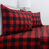 Queen Size Bed Sheets - Breathable Luxury Sheets With Full Elastic & Secure Corner Straps Built In - 1800 Supreme Collection Extra Soft Deep Pocket Bedding, Sheet Set, Queen, Buffalo Check Burgundy