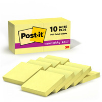 Post-It Super Sticky Notes, 10 Sticky Note Pads, 1.875 X 1.875 In., School Supplies, Office Products, Sticky Notes For Vertical Surfaces, Monitors, Walls And Windows, Canary Yellow