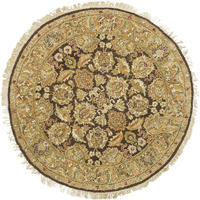 Safavieh Old World Collection 4' Round Dark Brown / Gold Ow115B Handmade Traditional Oriental Premium Wool Area Rug