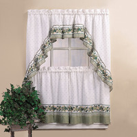 Chf & You Cottage Ivy Country Curtain Tier And Swag Set, Multi, 56-Inch X 36-Inch