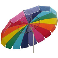 Impact Canopy 8' Beach Umbrella, Uv Protected, Vented, Tilt Pole, Sand Anchor, Carry Bag, Rainbow