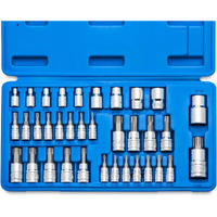 Neiko 10070A Torx Bit Socket And E-Torx Star Socket Set | 35-Piece Set, S2 And Cr-V Steel, 1/4   , 3/8    And 1/2-Inch Drive