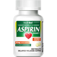 Healtha2Z Aspirin 81 Mg | Low Strength | Enteric Coated | Pain Relief | Reduces Minor Aches Muscle Pain & Cramps | Fever Reducer | Reduces Headache (300 Counts)