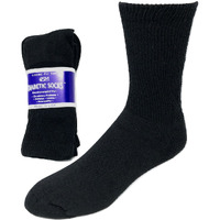 Diabetic Socks, Creswell Diabetic Socks, 12 Pack (1 Dozen Pairs), For Men And Women, Medical Socks For Neuropathy, Edema, Diabetes, Non-Binding, Crew Length, Size 13-15 X-Large, Black