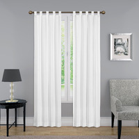 Pairs To Go Montana Modern Decorative Tab Top Window Curtains For Bedroom Or Living Room (2 Panels), 60"" X 63"", White