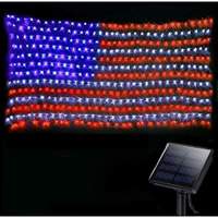 Dbfairy Solar American Flag Lights Outdoor,420 Leds American Flag Net Lights 6.5Ft X 3.28Ft Super Bright,Memorial Day Decorations Of The United States For Independence/National/Memorial Day,July 4Th