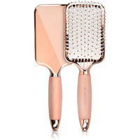 Navaris Paddle Brush Large Detangling Styling Hairbrush For All Hair Types With Conforming Comfort Gel Handle Metallic Rose Gold